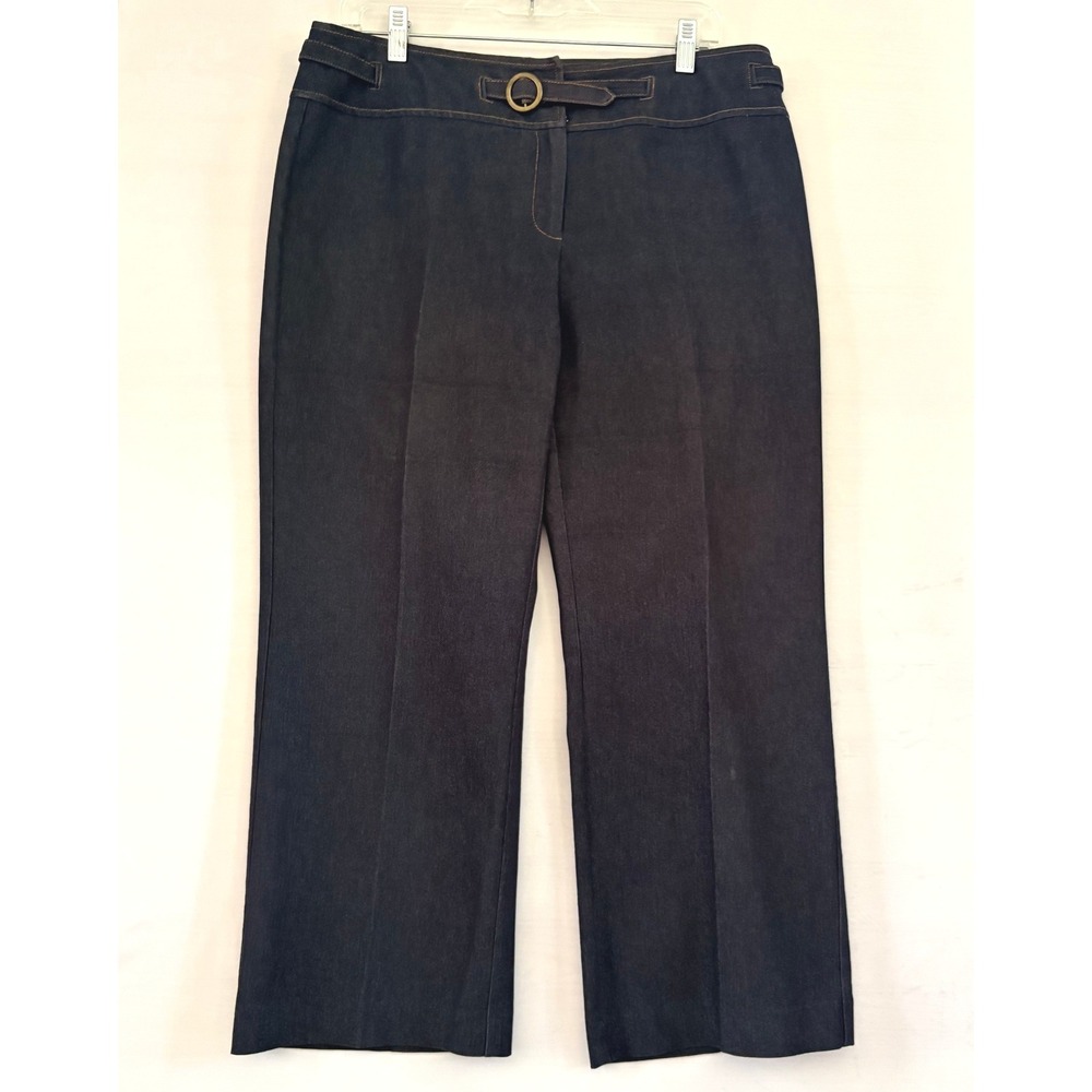 Work To Weekend Women Dark Wash‎ Buckle Detail Wide Leg Denim Trousers Size 10